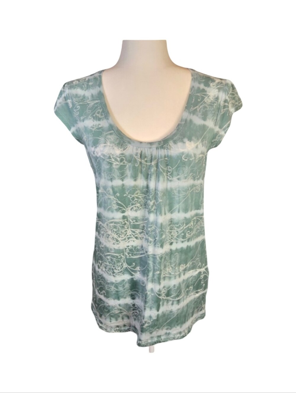 VTG Calvin Klein Jeans Y2K Green Tie Dye Scroll Tunic Top S/P/CH